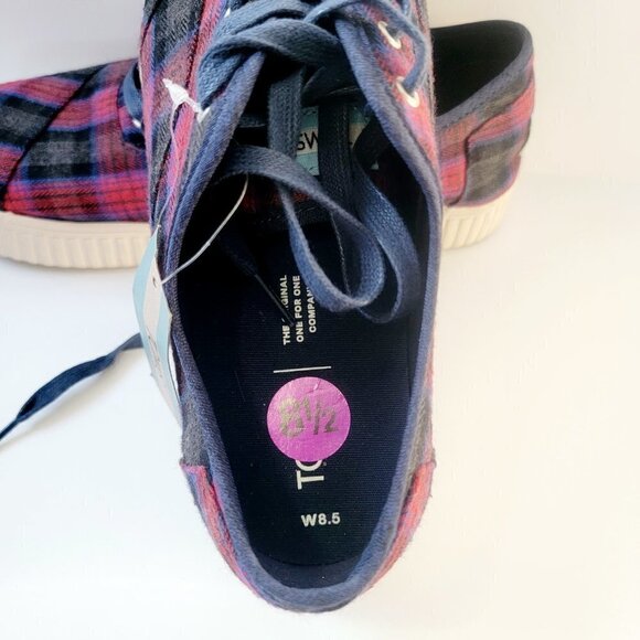 Toms Red and Blue Plaid Sneakers - Picture 5 of 8